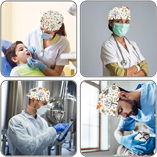 Gorros de trabajo con estampado de ciervo y búho unisex pack de 2 4