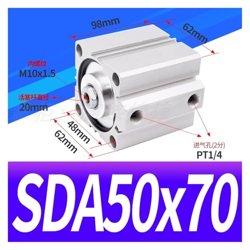 Cylindre mince SDA50 double effet pour automatisation compacte