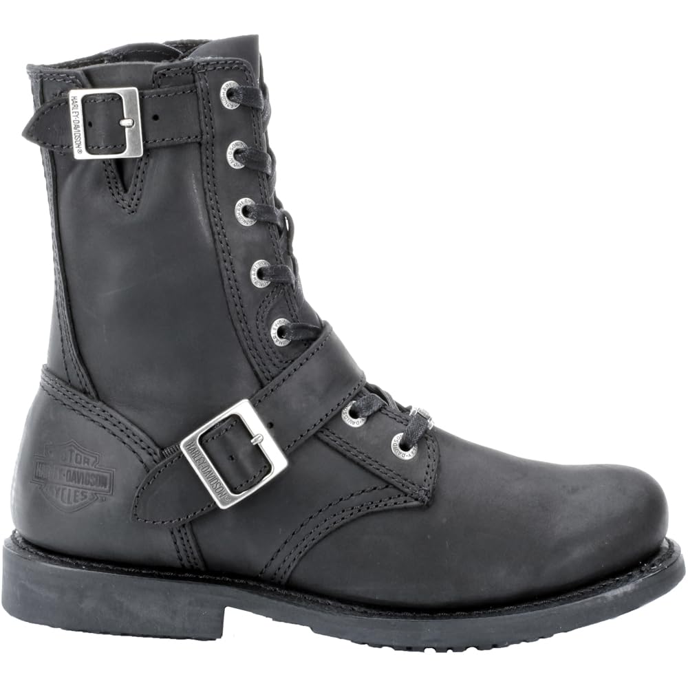 Men's Ranger Black 8-Inch Leather Boots, Side Buckles. D95264