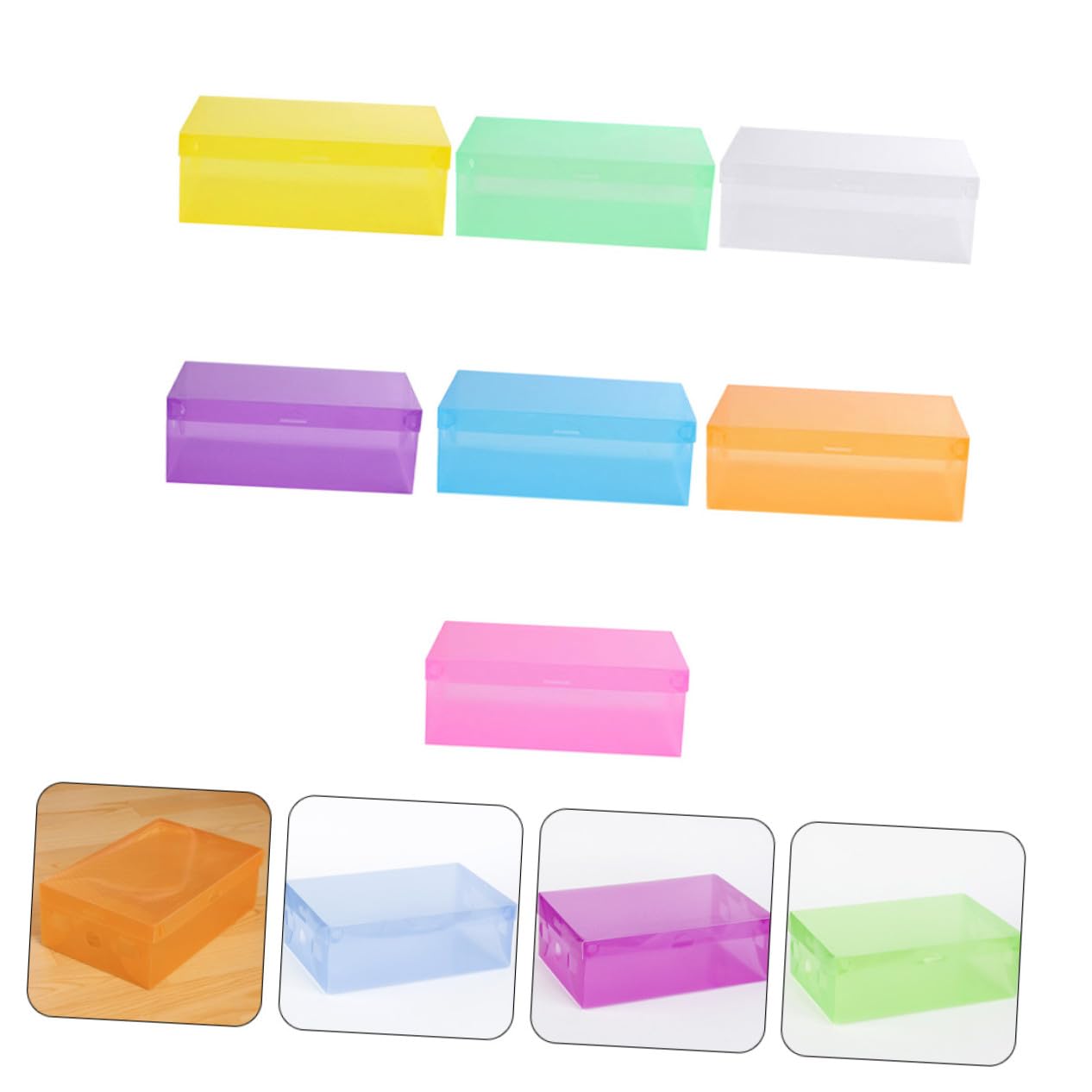Toyvian 7 pezzi Scatole Portascarpe Trasparenti Impilabili da Contenitori in Plastica PP Resistenti e Pieghevoli Organizer Scarpe Colorati per Uomo Donna