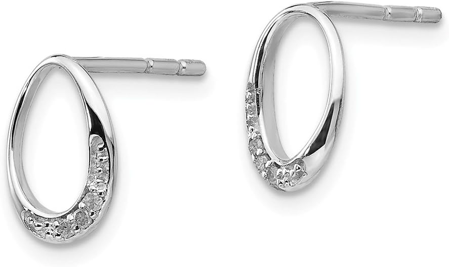 Solid Sterling Silver White Ice .02 Ct Diamond Post Earrings
