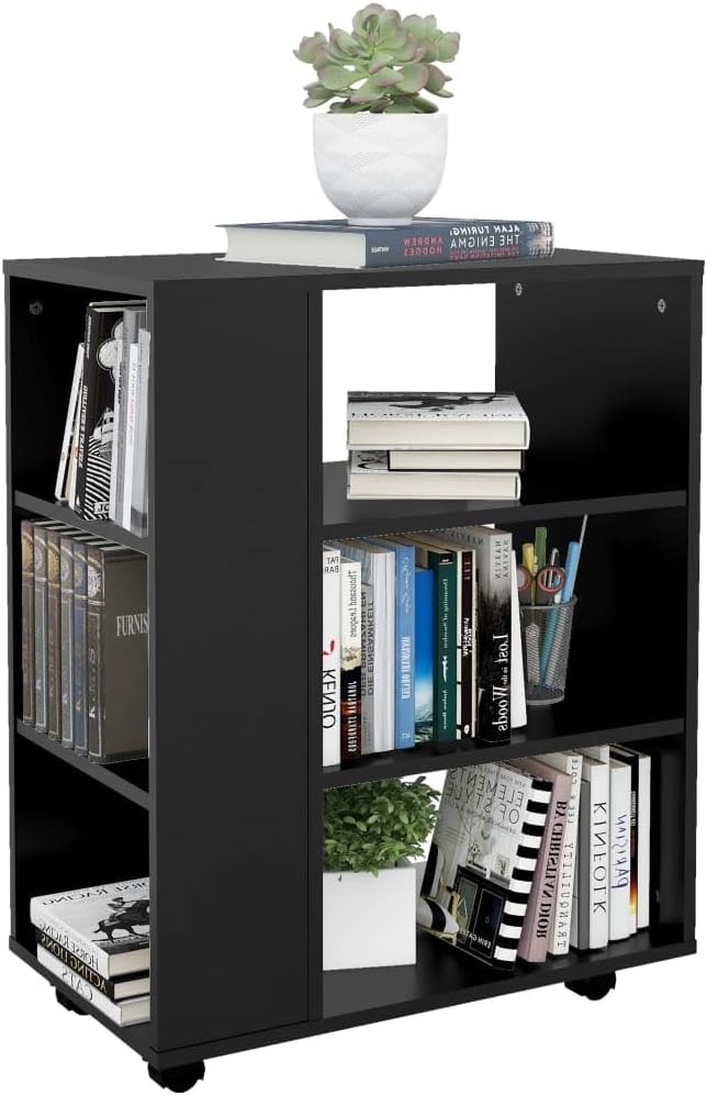 Three Shelf Rolling Cabinet with Lockable Wheels for Office Storage and Mobile Organization