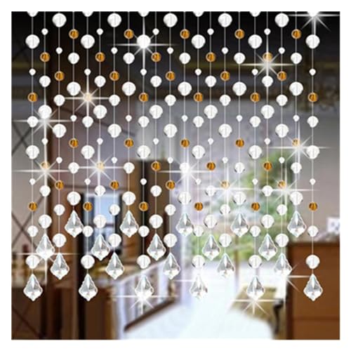 LSYHHXC Rideaux en Perles Rideau de Perles de Verre Cristal, 10 pièces, 1M, for Salon, Chambre à Coucher, fenêtre, Porte, décoration de Mariage,...