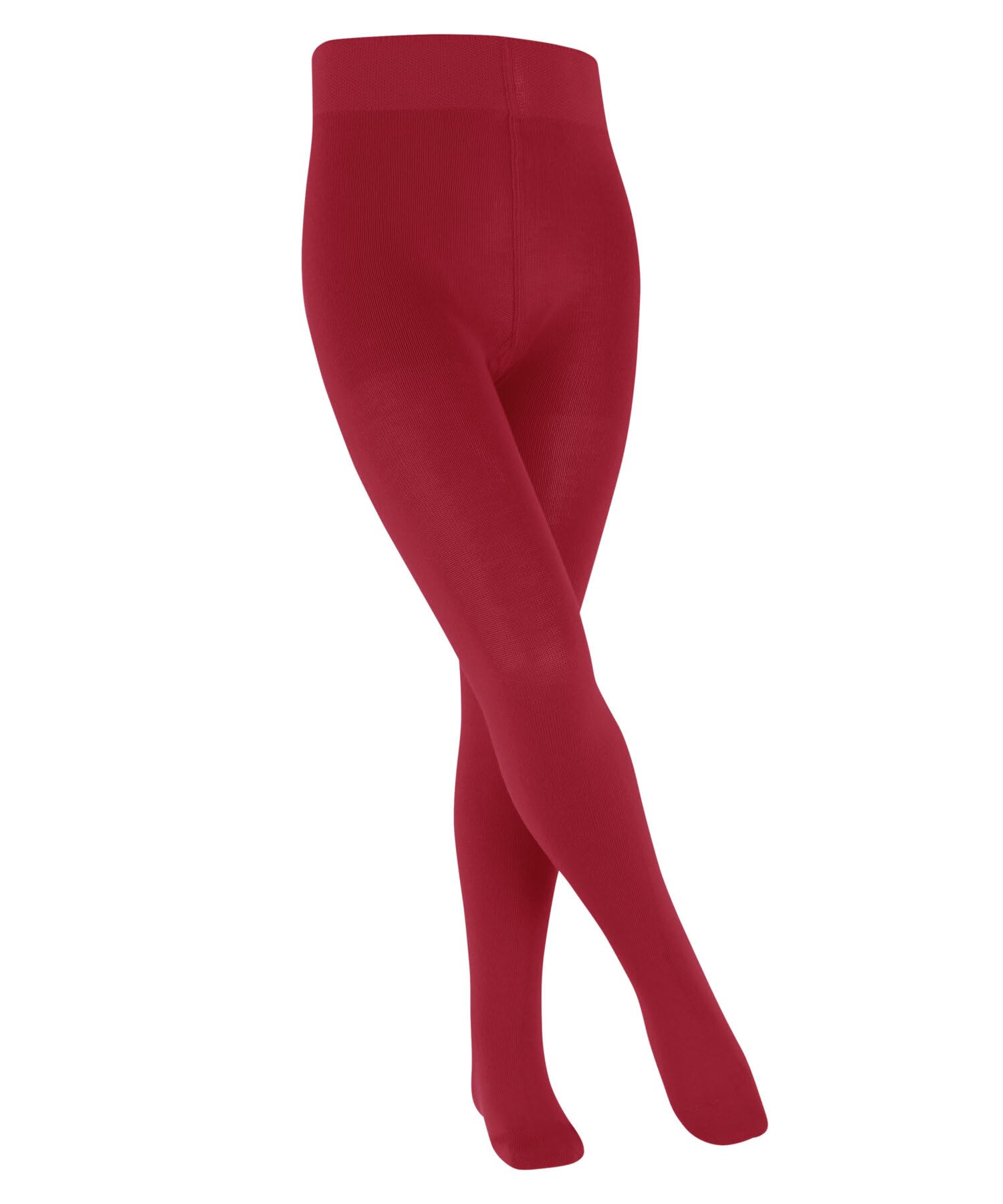 FALKE Unisex Kids Family K Ti Sustainable Cotton Plain 1 Pair Tights, Red Lipstick 8000, 9-11.5