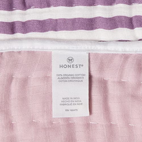 Image of HonestBaby Hand-Quilted Baby Blanket Reversible 100% Organic Cotton for Infant Boys, Girls, Rainbow Stripe, One Size