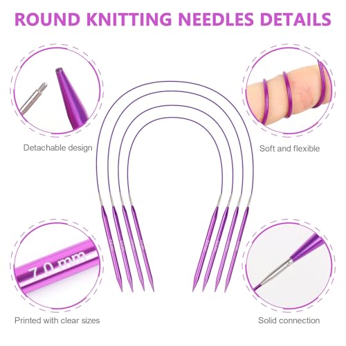 Aeelike Austauschbares Rundstricknadelset Lila 13 Paar 3-10mm – Bild 4