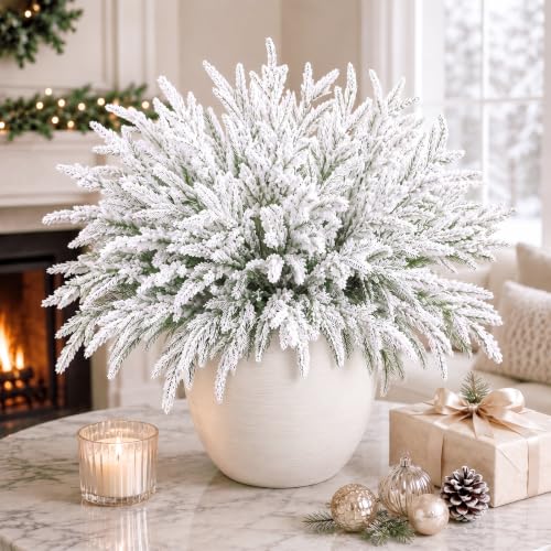 30pcs Snowy Pine Branches 20' Christmas Artificial...
