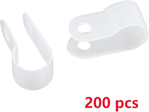 Miniatura 6 de Antrader Abrazadera de cable tipo R, clips organizadores de cables de nailon blanco para gestión de cables de 38 pulgadas de diámetro, paquete de 200