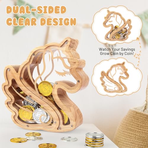 23% Off Foyucool Wooden Unicorn Piggy Bank for Kids - Image 5