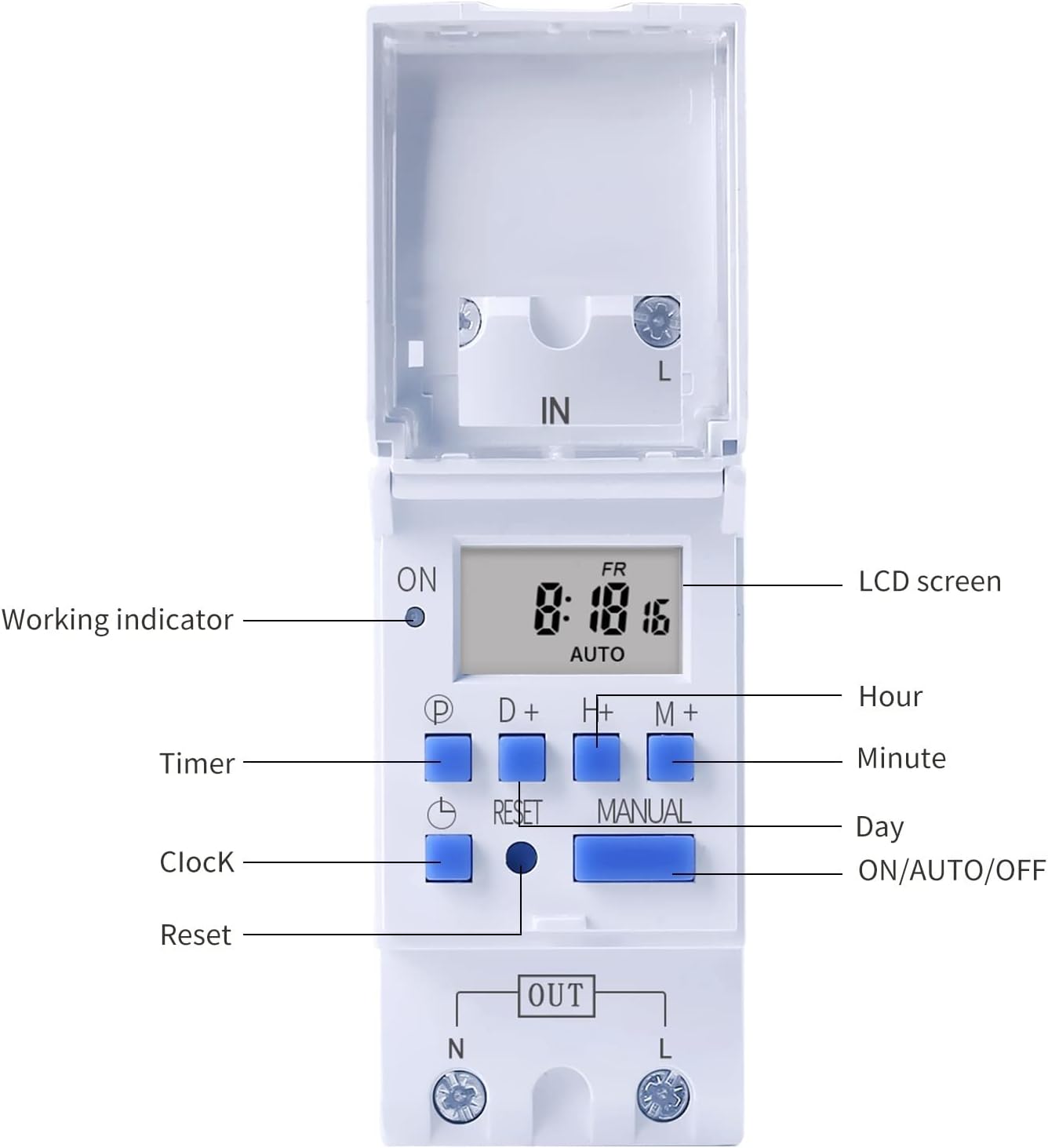 New Type 2 Wire Weekly 7 Days Programmable Digital TIME Switch Relay Timer Control AC 220V 230V 12V 24V 48V 16A 30A(220V)