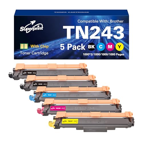 Toner TN243 avec puce pour imprimante Brother MFC-L3750CDW HL-L3210CW DCP-L3550CDW pack 4 couleurs