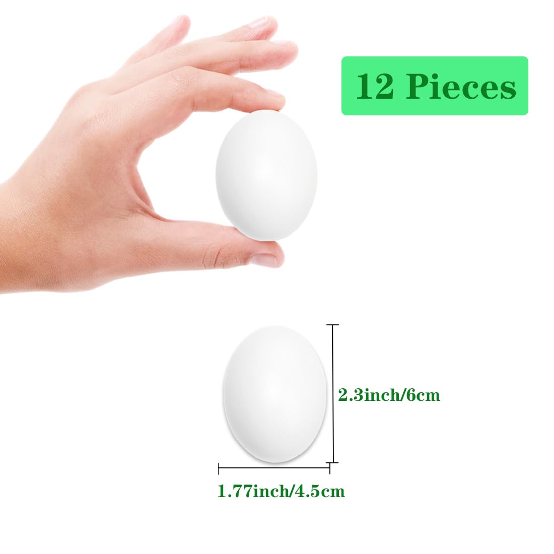 HSONAIGEE 12 Pieces White Wooden Egg, Wooden Fake Eggs Wood Easter Egg for Crafts Wood Eggs Decor Easter Basket Decoration