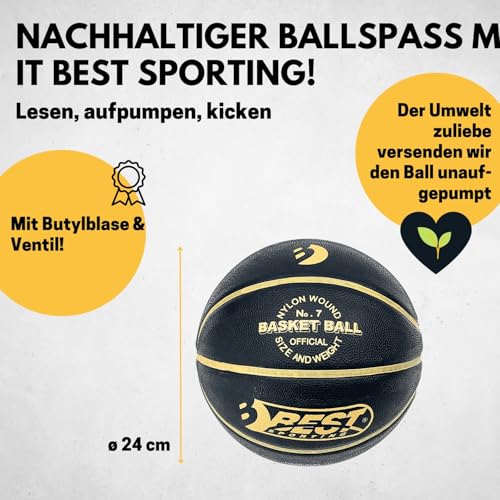 BEST SPORTING Basketball Gr&ouml;&szlig;e 7 - Grip-Oberfl&auml;che & offiziellem Gewicht - unterschiedliche Designs, unaufgepumpt, Outdoor geeignet