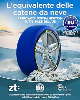 ARCOL Calze da Neve Omologate Italia EN 16662-1 - Due Catene da Neve in Tessuto per Auto. Snow Sock Taglia XL per R14 - R22 (Misure per Pneumatici Dettagliate all'Interno) (Nova, XL)