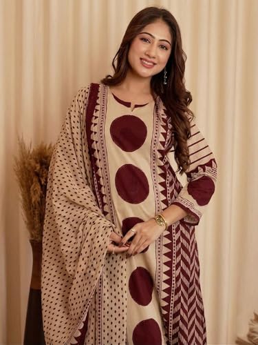 Image of Klosia Women Printed Straight Kurta and Pant Set with Dupatta | Printed Kurta Set | Cotton Kurta Set | Women Kurta Sets | Summer Suit |