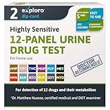 Exploro 12 Panel Urine Drug Test, Drug Test Kit for Multidrug Screen, Accurate 12 Panel Drug Test Urine for 12 Types of Drugs, Easy at Home Drug Tests, DOT Compliant, Peace of mind results (Pack of 2)