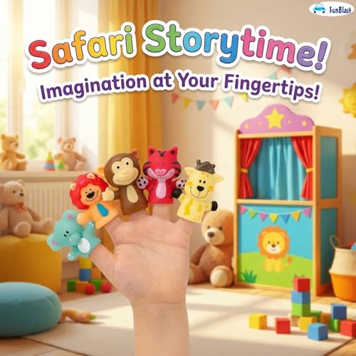 Image of FunBlast Finger Puppets Toys for Kids - Pack of 5 Rubber Animal Puppets Toys for Toddlers, Washable Finger Puppets for Toddlers, Colorful Storytelling Puppet Toy Kids - Random Design (Forest Animal)