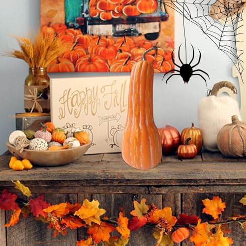 Pumpkins decorativos de espuma modelo largo para centros de mesa y hogar 8