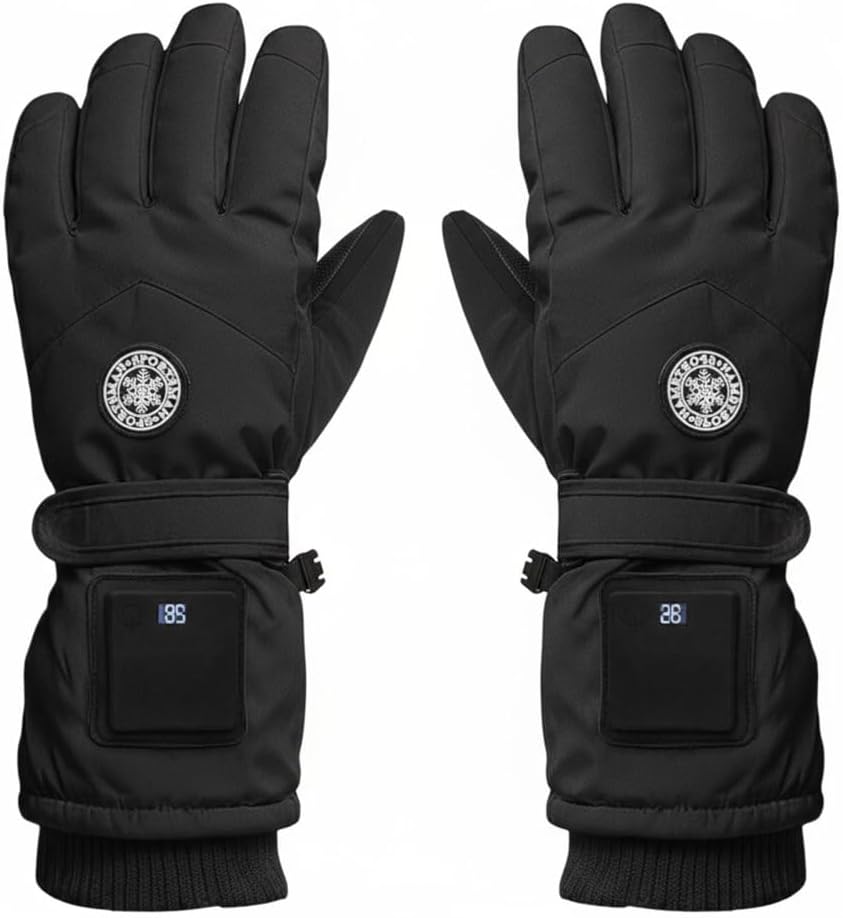 MiOYOOW Heated Gloves, 2PCS Windproof Heating Gloves Rechargeable Thermal Ski Glove with 3 Level Temperature Control for Outdoor Motorcycling Cycling Skating - Image 1 of 7