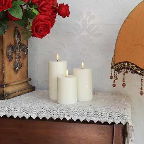 Image of Flickering Flameless Candles with Remote, Real Wax Battery Operated Candles with 10-Key Timer, Realistic 3D Wick White LED Candles for Party Home Wedding Holiday Festival, Gifts for Mom