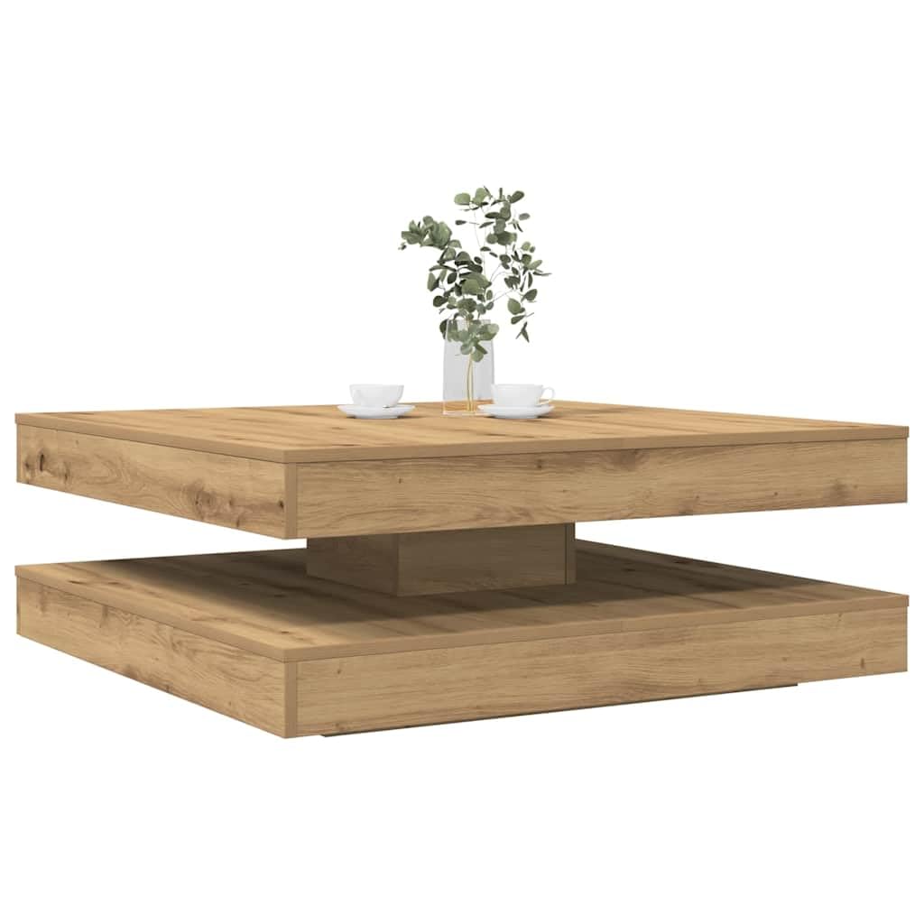 vidaXL Mesa de Centro giratoria 360 Grados Roble Artisan 90x90x34,5 cm