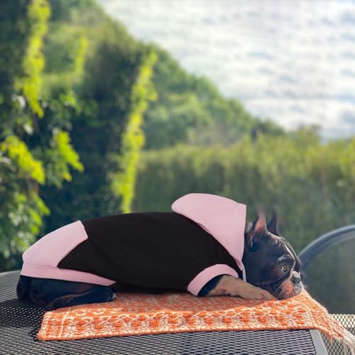 Hjumarayan Sweatshirt mit Kapuze für Hunde und Katzen, Baumwolle, ärmellos, für Frühling, Herbst, Winter, kleine Größe, Rosa, M