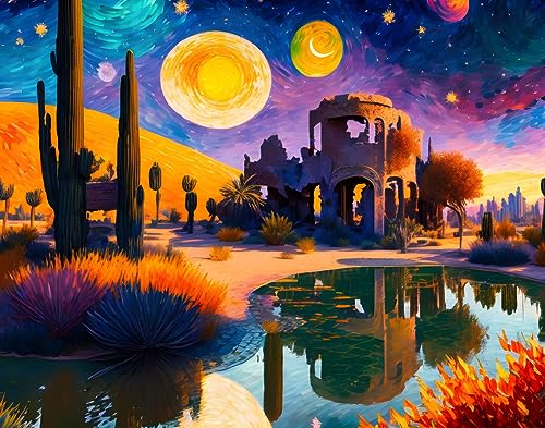 Beau désert et ciel étoilé tableau sur toile pour s'évader depuis son salon