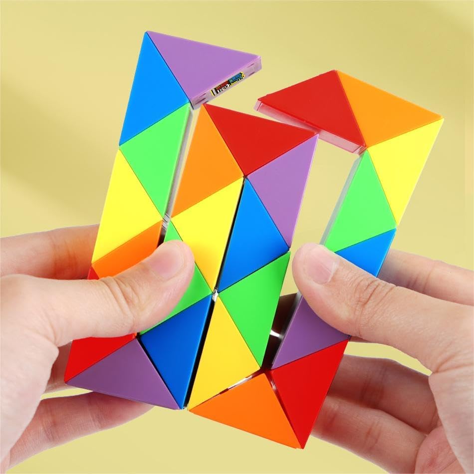 Hands manipulating the MOYU BLOCK Magic Snake Cube