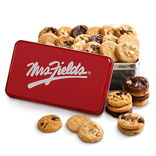Mrs. Fields Signature Nibbler-Bite Size Cookies Tin (30 Count) Includes 5 Different Flavors