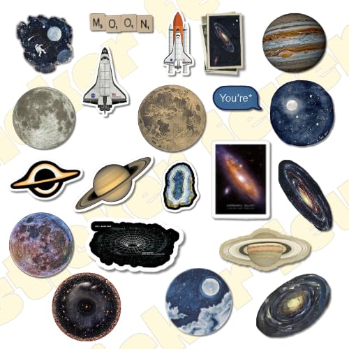 Image of Pack of 20 Moon Aesthetic Stickers for Laptops /Mobiles /Guitar /Journal etc. (Moon Aesthetic)