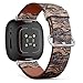 CJBROES Replacement Leather Watch Band, Compatible with Fitbit Versa 3 and Fitbit Sense of Wristband Bracelet Accessory - Brown Marble Stone