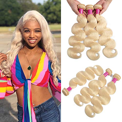 613 Blonde Human Hair Bundles Brazilian Hair Bundles Body Wave Hair Bundles 613 Hair Bundles Honey Blonde Unprocessed Virgin Remy Hair 3 Bundles Human Hair Extensions