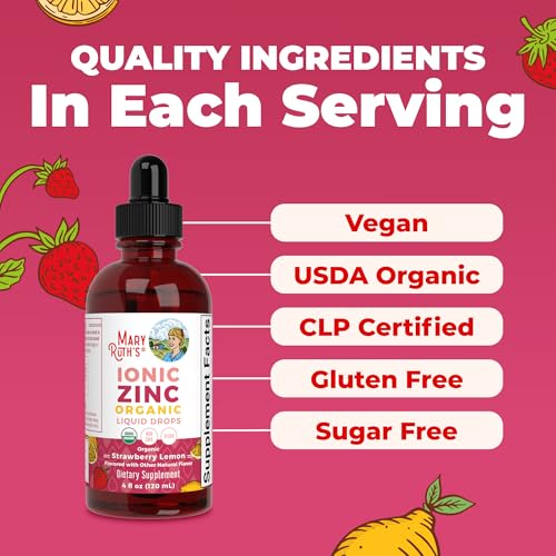 Image of MaryRuth's Organic Liquid Zinc Supplement for Kids & Adults | Immune Support | Skin Health | Antioxidant | Cellular Metabolism | Zinc Sulfate | Vegan | Non-GMO | Sugar Free | Gluten Free | 4 oz