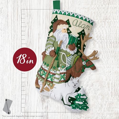 Image of Bucilla Felt Applique 18 inch Stocking Making Kit, Nordic Noel, Perfect for DIY Arts and Crafts