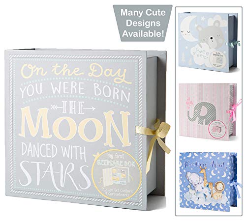 Baby Milestone Keepsake Storage Box: Track Treasured Memories - Moon & Stars
