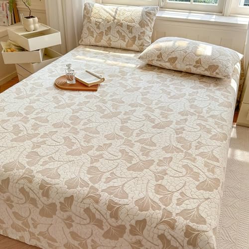 Betttuch Ohne Gummizug, Bed Sheet Khaki Milchsamt Ginkgo Biloba Bettlaken Betttuch Weich Elegant 200X230cm