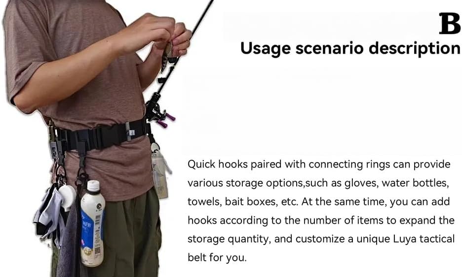 Outdoor Fishing Tactical Waist Belt with Bottle Holder, Utility Belt for Lure Fishing Tools Baits and Accessories