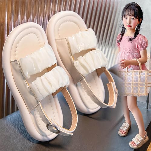 IWIHMIV Girls Sandals Open Toe Breathable Non Slip Flat Summer Beach Lightweight Rubber Sole Leather Sandals for Girls4