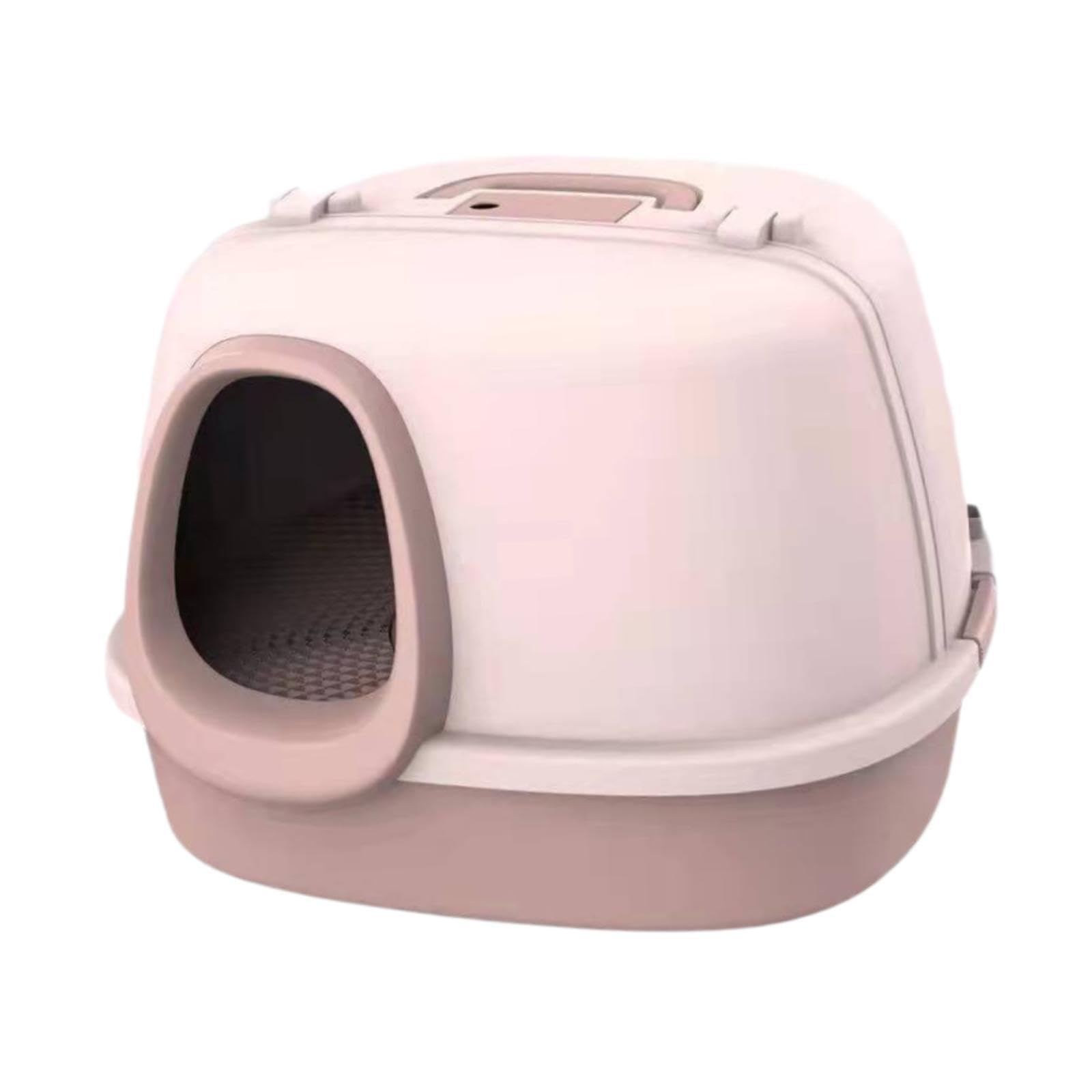 Katzenklo mit Eingang Vollständig Umhausete Katzentoilette Katzenstreu Box Haube Spritzschutz Aus PP Pflegeleicht mit Tür für Innenbereich Ka, Rosa