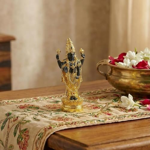 Image of S2S Gold Plated Premium Balaji Statue for Car Dashboard, Pooja Room & Home Decoration | Decorative Idol for Gifting & Spiritual Decor