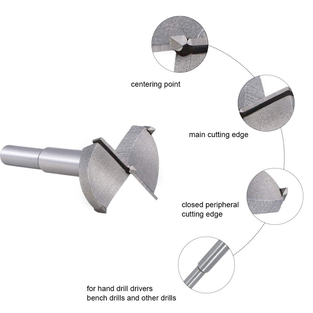 Flintronic Forstner Drill Bit, 19PCS(10mm 40mm) Tungsten Steel Wood