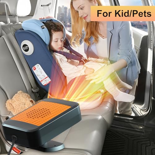 Image of Car Heater,12V 200W Portable Fast Heating Defroster Automobile Windshield Fast Heaters Car Heater That Plugs into Cigarette Lighter for Car, SUV, Trucks (Orange Black)