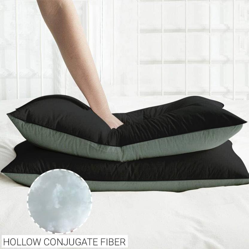 Texlux Microfiber Pillow Set of 2 for Sleeping 17 Inch X 27 Inch - Grey Black 3