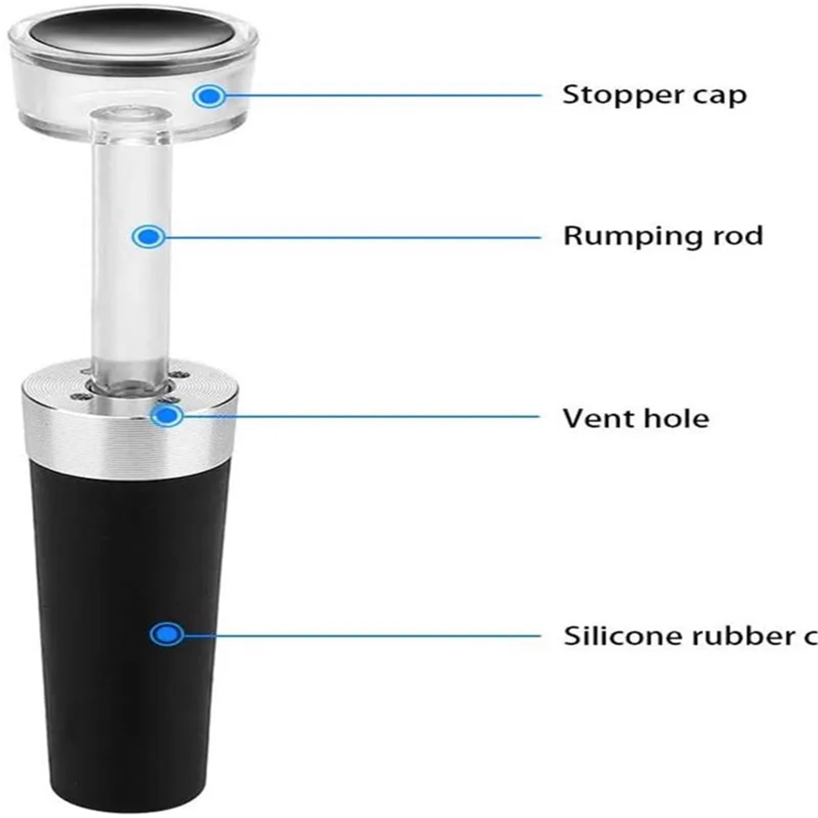 Bouchons à vin 20 pièces bouchons de bouteille en Silicone avec pompe d'économie sous vide intégrée bouchon sécurité alimentaire for garder le Champagne frais