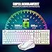 RedThunder K10 Kabelloses Gaming Tastatur und Maus Set, QWERTZ DE-Layout LED Hintergrundbeleuchtung, 3000mA Batteriekapazität und 3200 DPI für Gamer(Weiß)