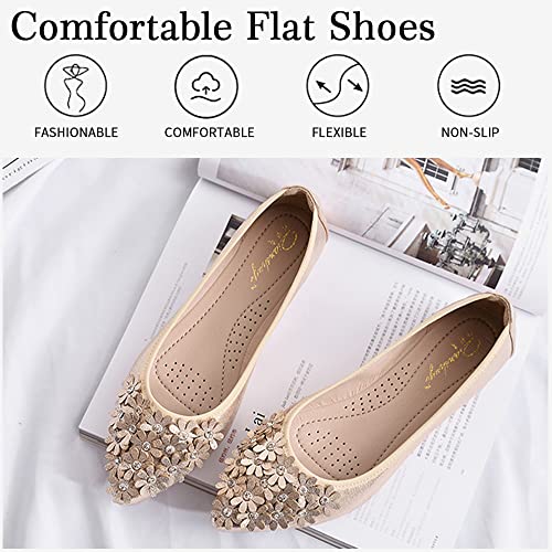Women's Ballet Flats Foldable Casual Sparkly Rhinestone Wedding Ballerina Shoes Comfort Slip on Walking Flat Shoes2
