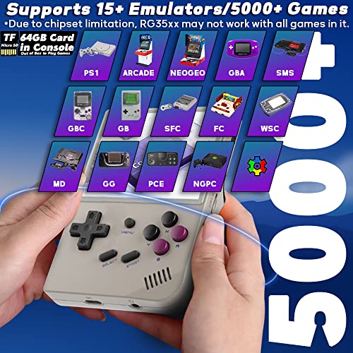 Rg35Xx Handheld Game Console 3.5 Inch Ips Retro Games Consoles Classic Emulator Hand-Held Gaming Console Preinstalled Hand Held Video Games System With Portable Case 64Gb Retro Gray #TOP1