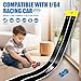 Flexible Race Track Toys for Kids, 15 Ft Double Lane Racetrack with 4 Cars & Suction Cups, Compatible with Hot Wheels & 1/64 Diecast Cars, Portable Roll Up Car Ramp Track Set for Ages 3+(White&Black)