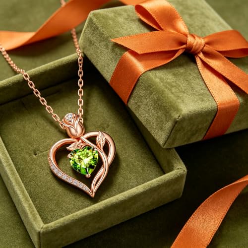 Image of Heart Birthstone Necklace for Women I Love You