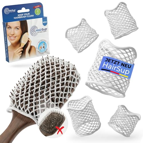 HairSup® – Universal Haarbürsten-Reinigungsnetz & Haargummi | Waschbar, Fördert die Haargesundheit, Hitzebeständig | Ideal auch für Tierhaarbürsten | 5er Pack (5 Netze) | Kamm & Bürstenreiniger